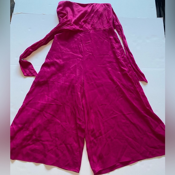 Anthropologie Maeve Palazzo Capri Tie Waist Strapless Romper - Picture 5 of 6